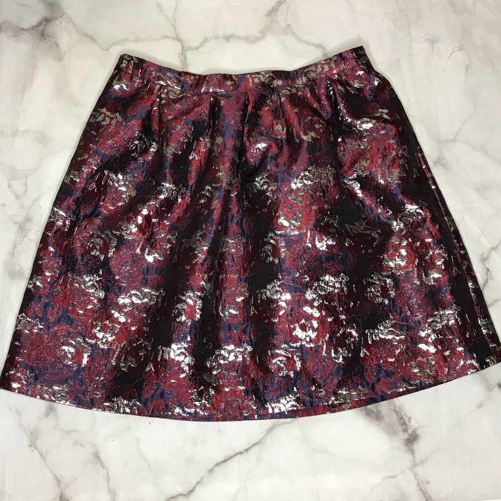 ✂️ Hutch Abstract Rose metallic brocade skirt 16